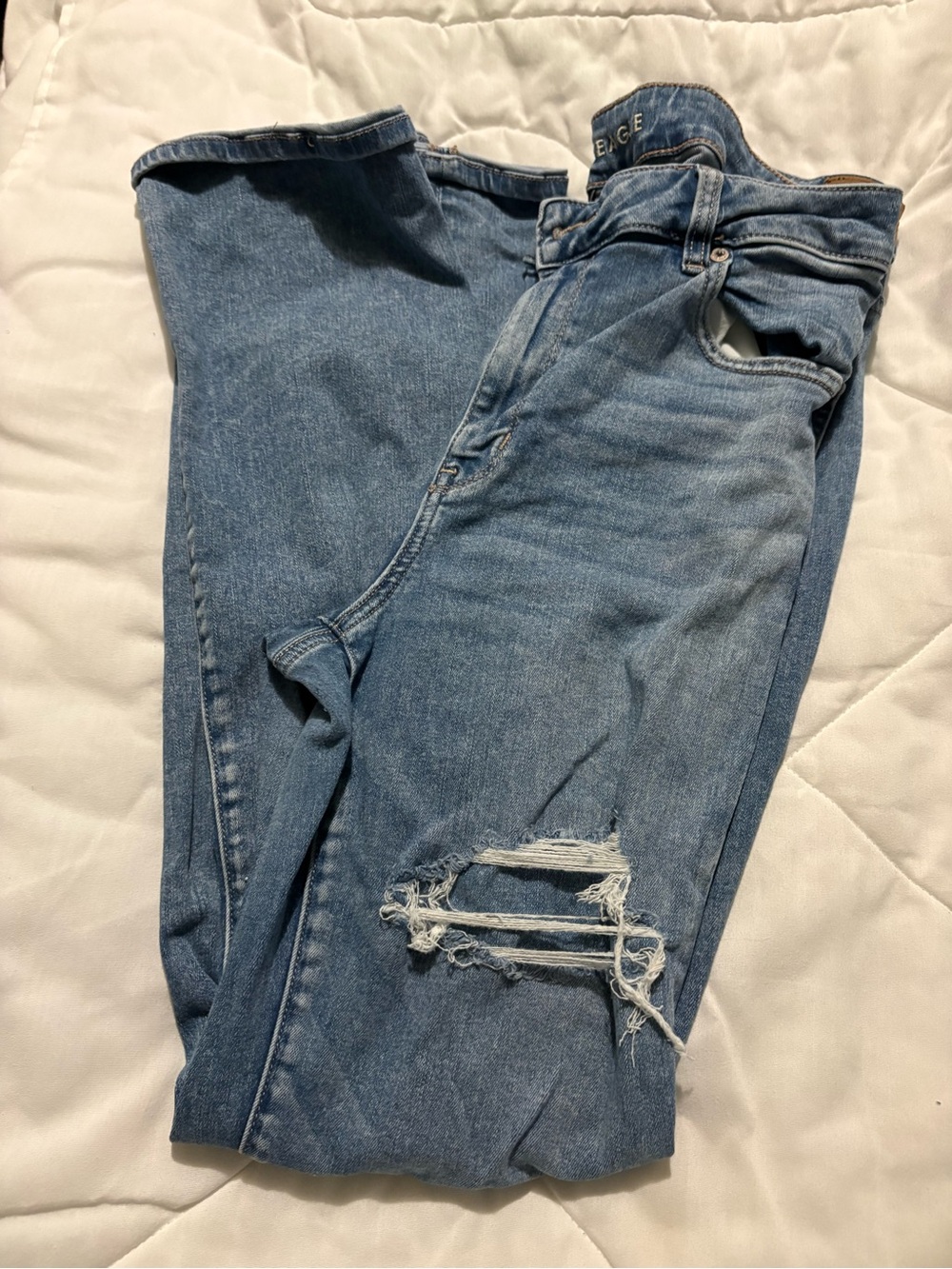 American Eagle Outfitters Light Blue Distressed Flare Jeans